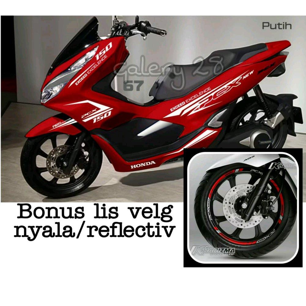 Cutting Sticker Pcx Merah Bonus Lis Velg Spare Part Shopee Indonesia