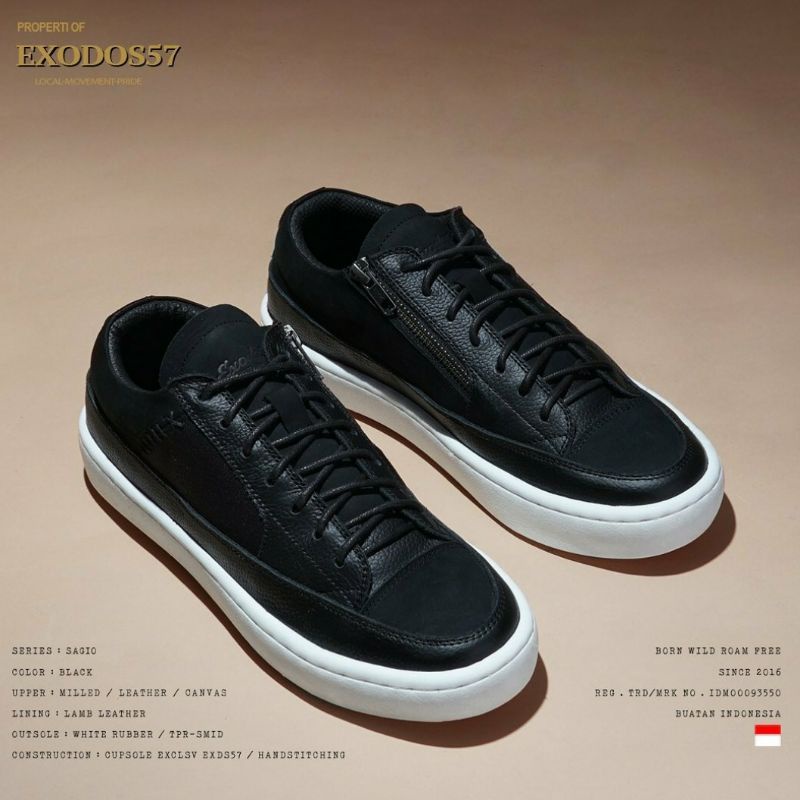 Sepatu Sneaker Kulit Pria Exodos57 - Saggio - Black