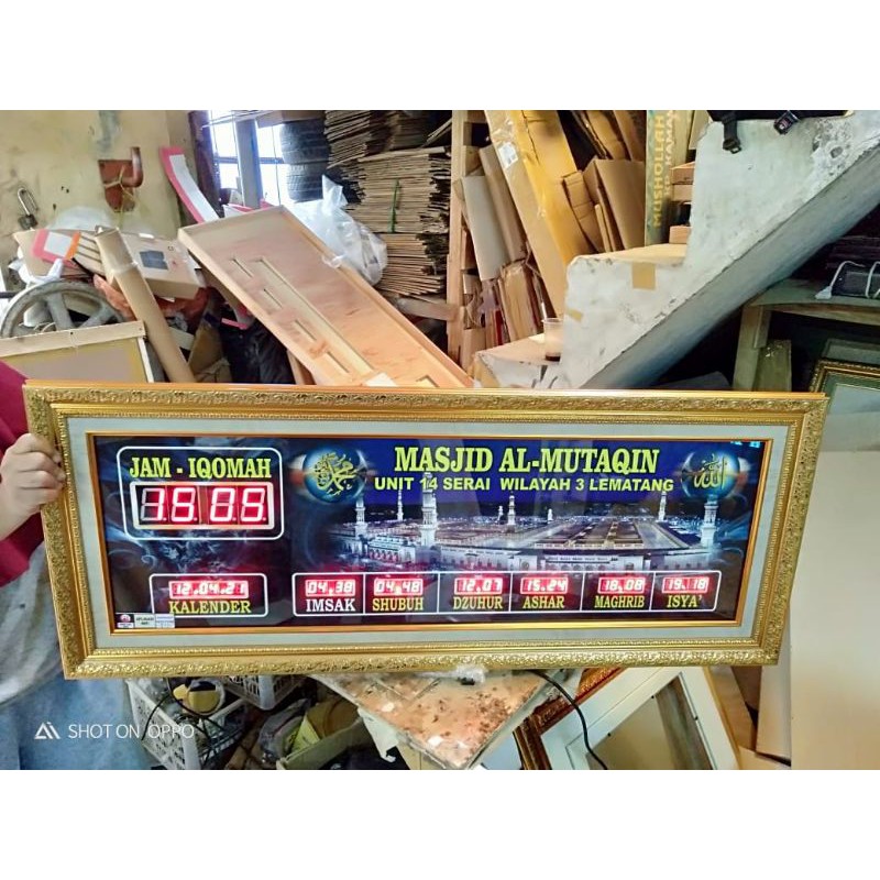 JAM MASJID DIGITAL JAM ADZAN JADWAL SHOLAT CUSTOM NAMA 40 x 100 cm