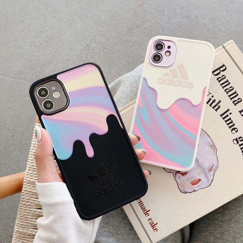 Melting Purple Sporty Black White Silicone Case iPhone 7 8 Plus SE 2020 X Xs Xr 11 12 Mini Pro Max