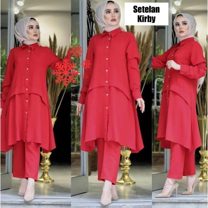 Gamis Lebaran Terbaru 2020 - Gamis Pesta Modern Mewah STELAN KIRBY MERAH [Gamis 0100] SHE Baju 15KEK
