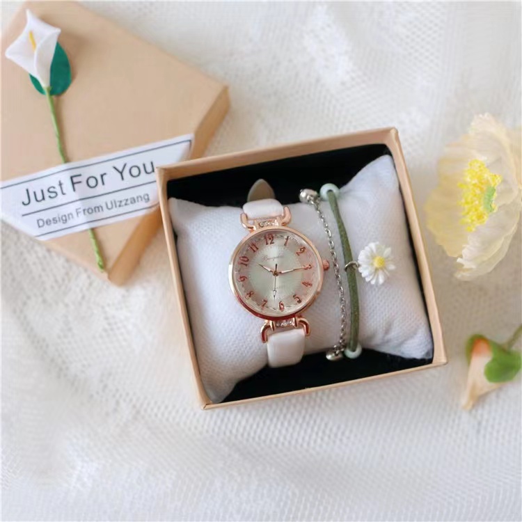 [Bayar Di Tempat] Jam Tangan Wanita Analog Quartz Strap Pu Leather Dial Bulat Korean Fashion