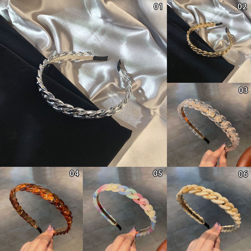 Headband Bahan Akrilik Model Rantai Kepang Untuk Wanita