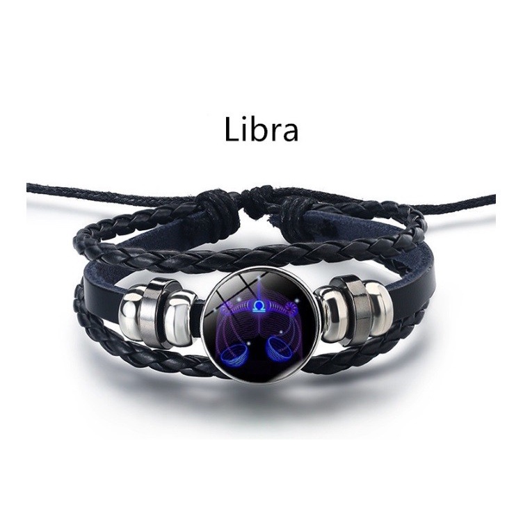 Gelang Kulit Asli Zodiak Luminous Astronomi Vintage Trendy Leather