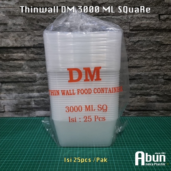 Thinwall 3000 ML Square Isi 25pcs DM - DM