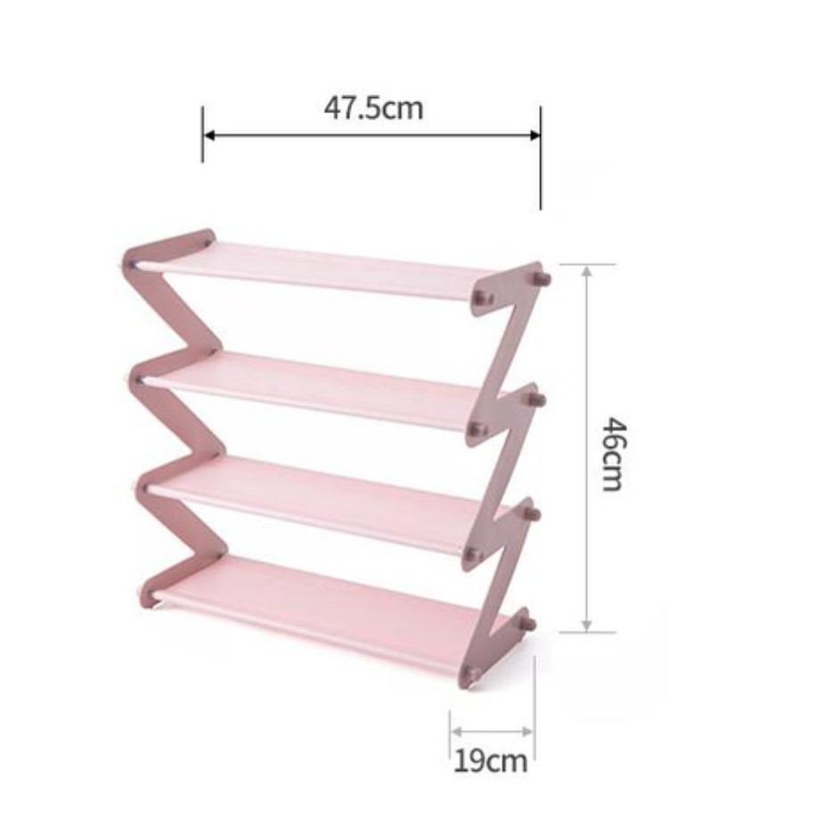 [COD] Rak Sepatu Zigzag Serbaguna 4 Susun Minimalis Stainless dengan Bahan Tahan Air Awet Tidak Mudah Rusak