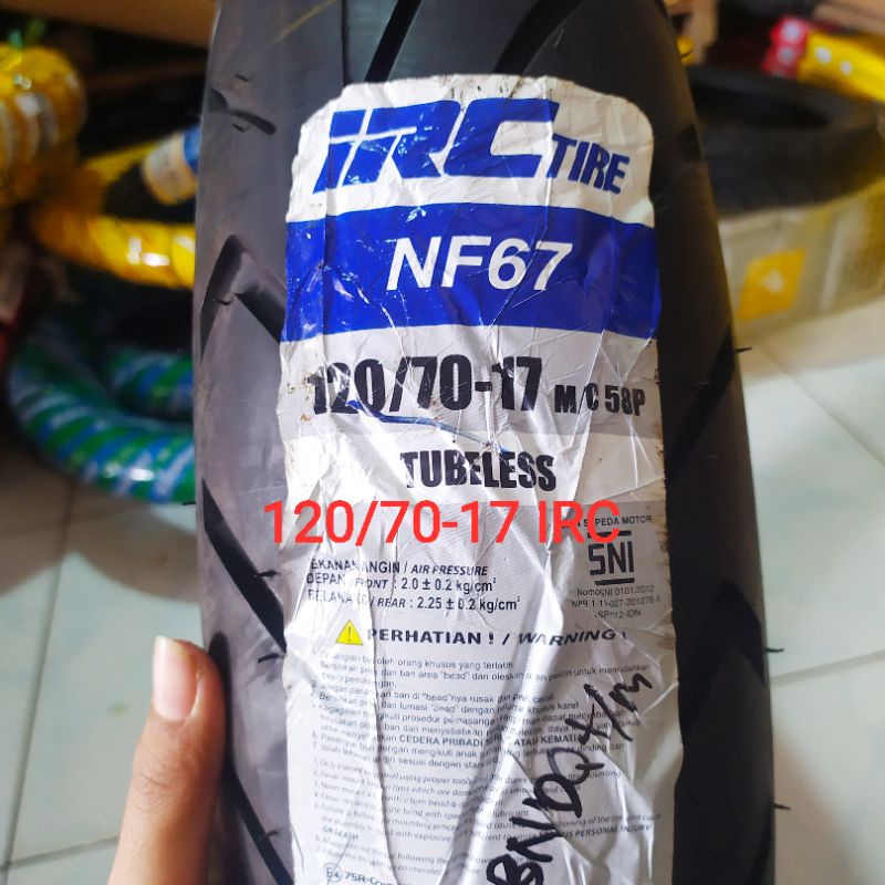 DIJAMIN ORI BAN LUAR 120/70-17 IRC TUBLES NF67 BAN RING 17 TUBLES BAN LUAR MOTOR BAN TUBLES