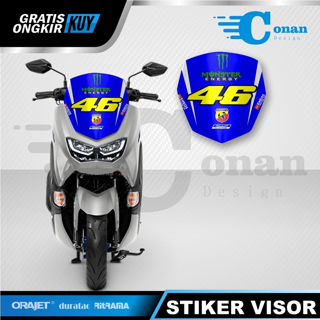 Stiker Visor NMAX 2021 Monster Energy 46 Stiker Visor Winshield Full Cover Variasi NMAX New Sporty