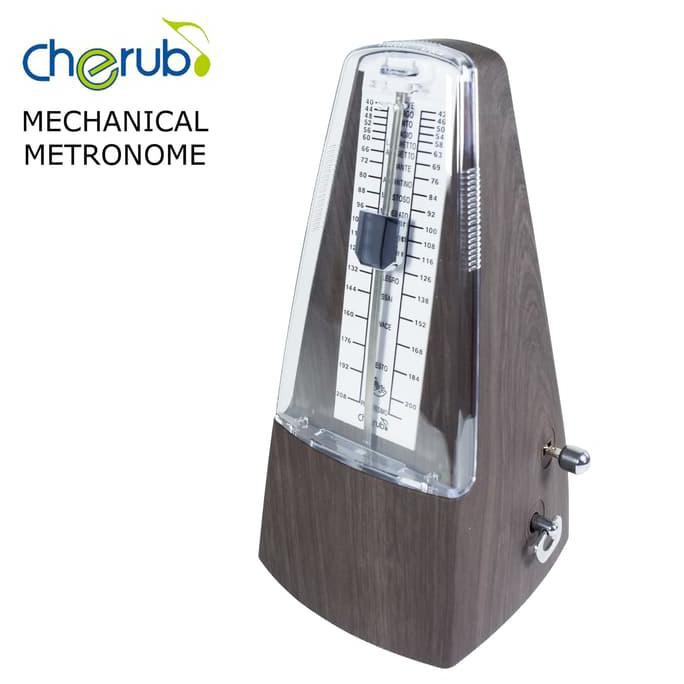 Metronome Mekanik Walnut Wood Grain Cherub Motif Kayu WSM-330C