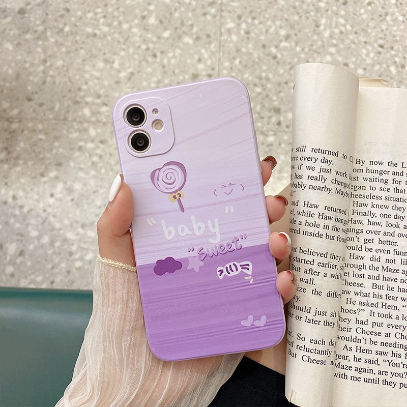 Ftd Original Purple Love Plant Casing Case iPhone 6S 7 8 Plus XR XS Max ipHone 11 12 13 Pro Max Casing Cute Xiaomi Redmi 9A 9T nOTE 8 9 10 Pro Cartoon Back Protect Case