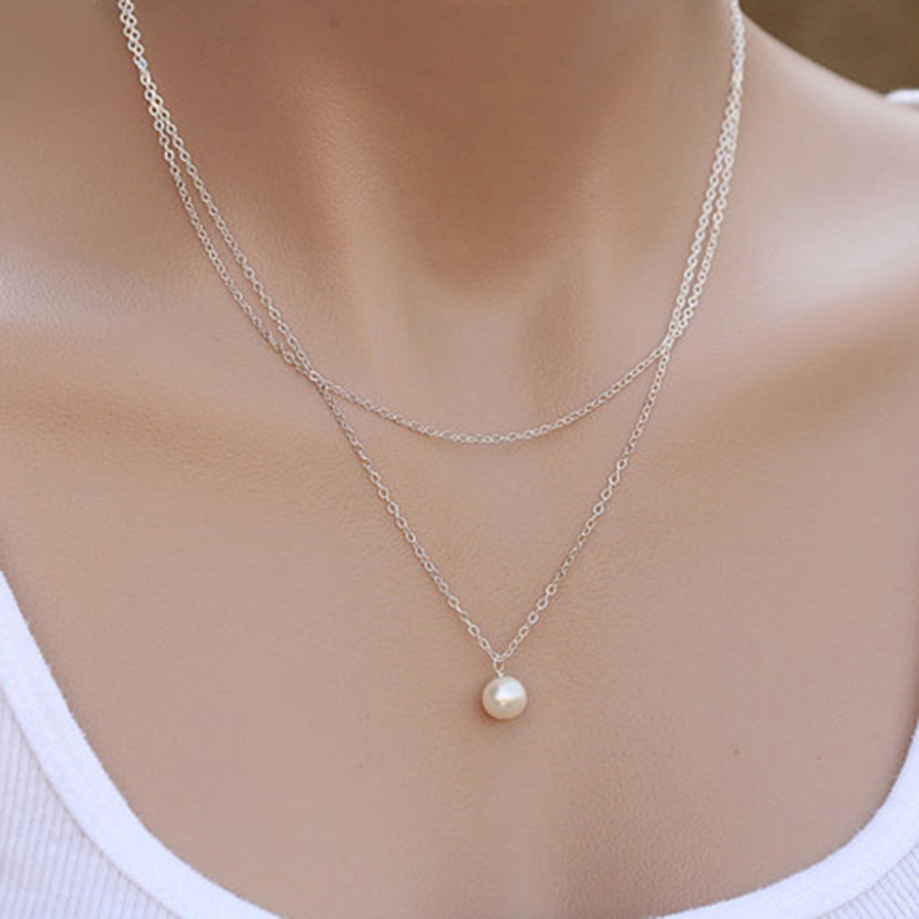 Hu Hu Hu Hu Hu Alat Bantu Pasang Kacamata♡ Kalung Rantai Liontin Mutiara Tiruan Lapisan Ganda Tahan Aus Untuk Wanita