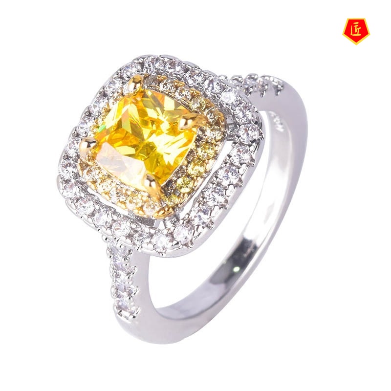 [Ready Stock]Luxury Fashion Yellow Diamond Ring