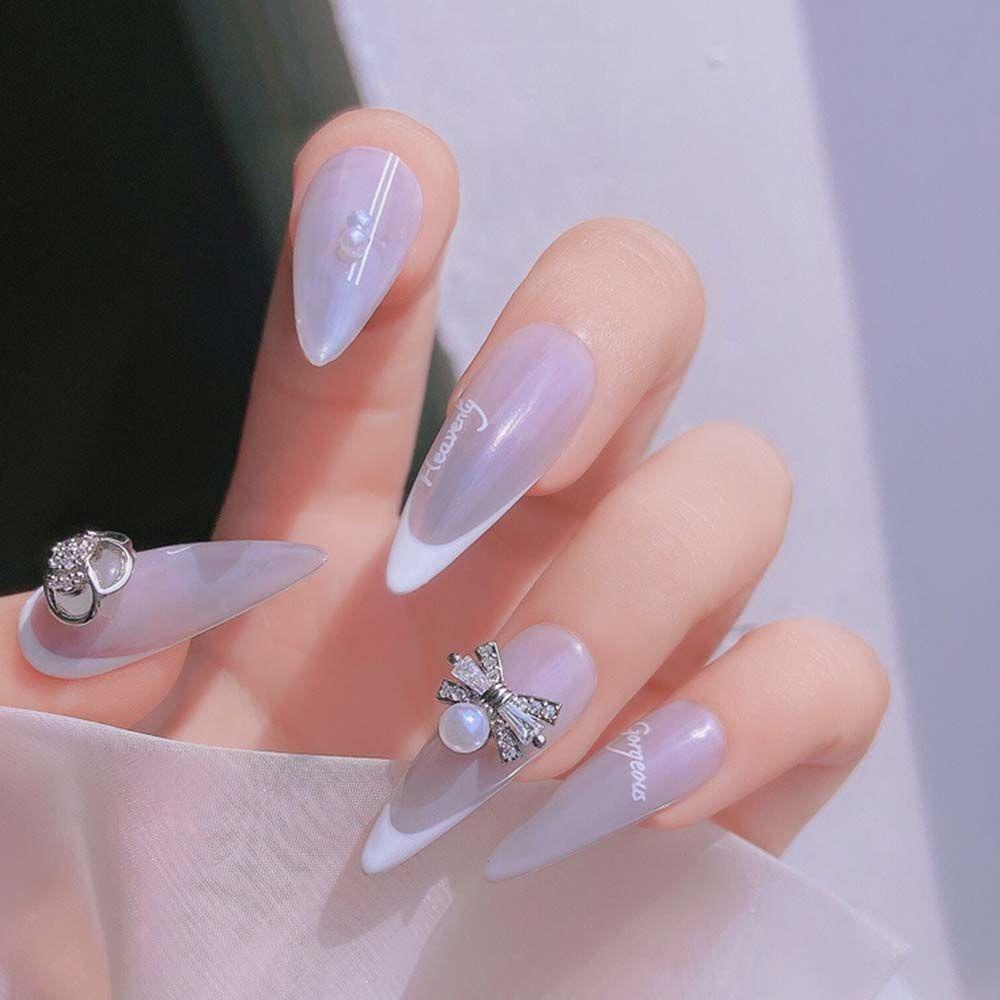 AUGUSTINA Augustina Nail Art Berlian Imitasi Fashion Zirkon Mutiara Ornamen Berlian Busur Jepang DIY Dekorasi Nail Art