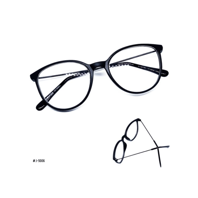 frame kacamata wanita dan pria model oval batang besi Korean style