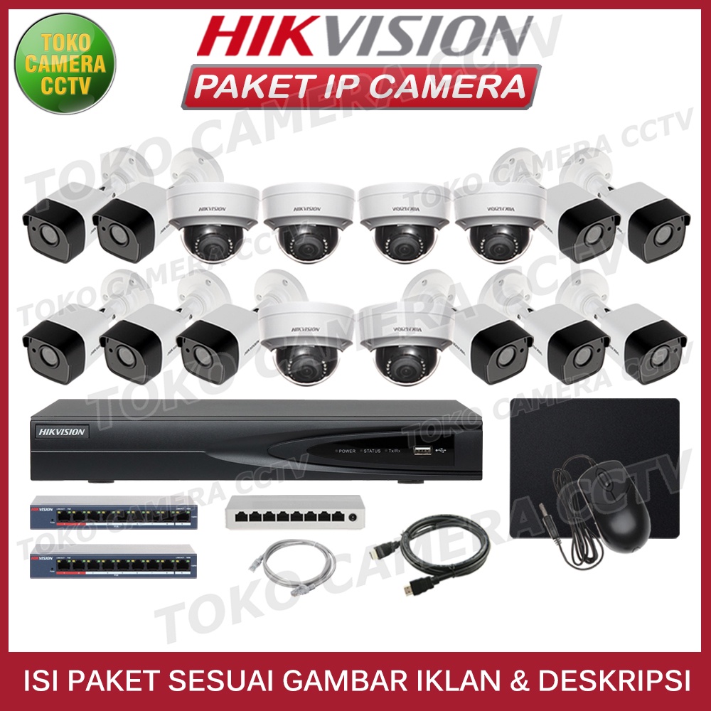 PAKET IP CAMERA HIKVISION 4MP 16 CHANNEL 16 KAMERA