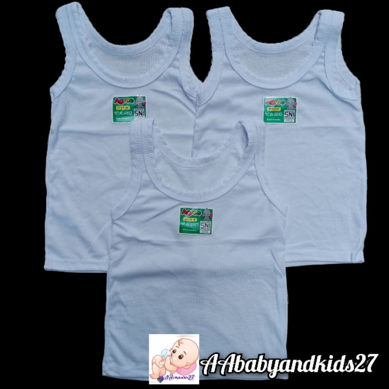 AGREE SF019 3PC Singlet Bayi dan Anak Ukuran M L XL SNI Nyaman Berkualitas-Kaos Dalam Anak Unisex-Singlet Bayi Murah