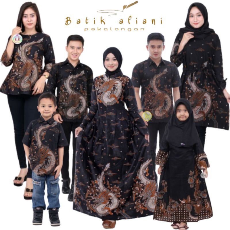 Batik Couple Keluarga Sania Ruffle Ori Ndoro Jowi Dnt Motif Naga Besar