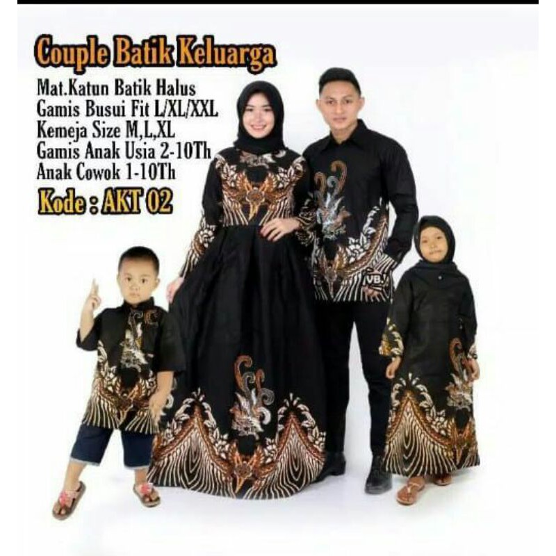 Baju Couple Batik Keluarga Pasangan Baju Anak Muslim