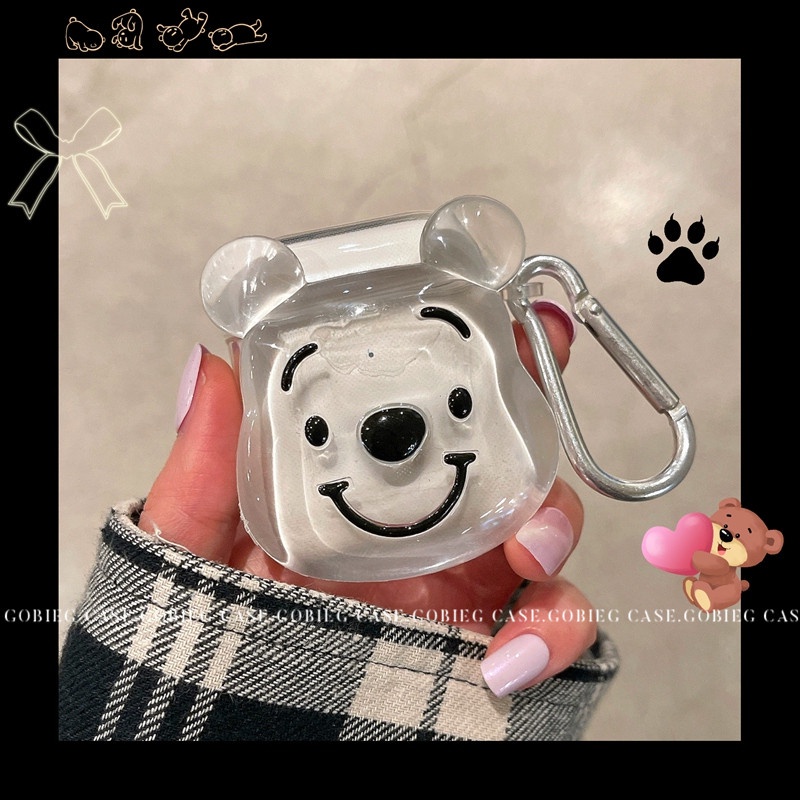 INPODS Soft Case TPU Transparan Motif Beruang 3d Cover Airpods 1 2 Pro 2 3 11 12