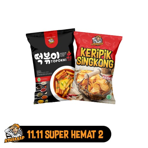 

Paket HEMAT 2 TOPPOKI + KERIPIK SINGKONG Ashiaap