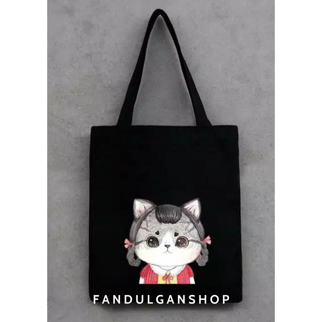 FLASH SALE 7.7 - [RESLETING] TOTEBAG SEMI KANVAS CATFAMILY | IBU KUCING, ANAK KUCING, AYAH KUCING | TOTEBAG SANTAI | TOTEBAG NONGKRONG DAN NGOPI | TOTEBAG KULIAH | TOTEBAG LAPTOP | TOTEBAG DINIR