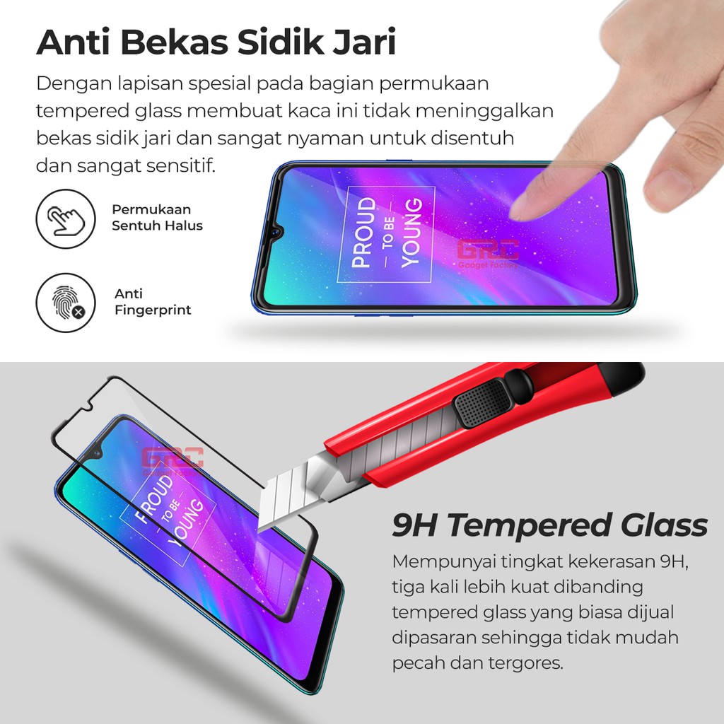 Tempered Glass Realme 3 HOGO Full Cover Anti Gores Kaca