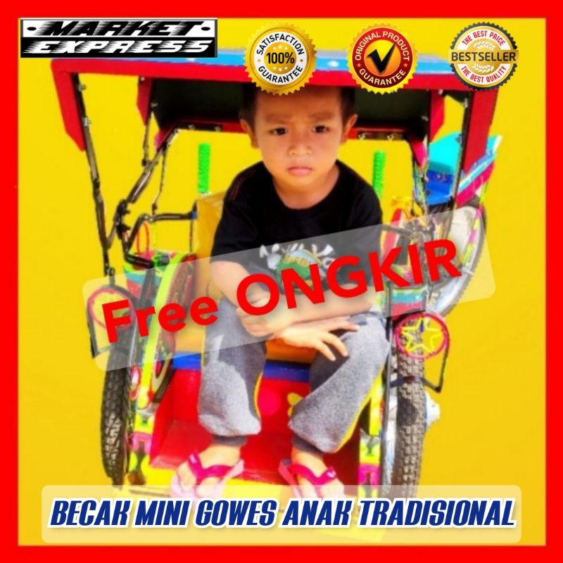 Becak 16inc beca mini gowes otel mainan anak tradisional Indonesia