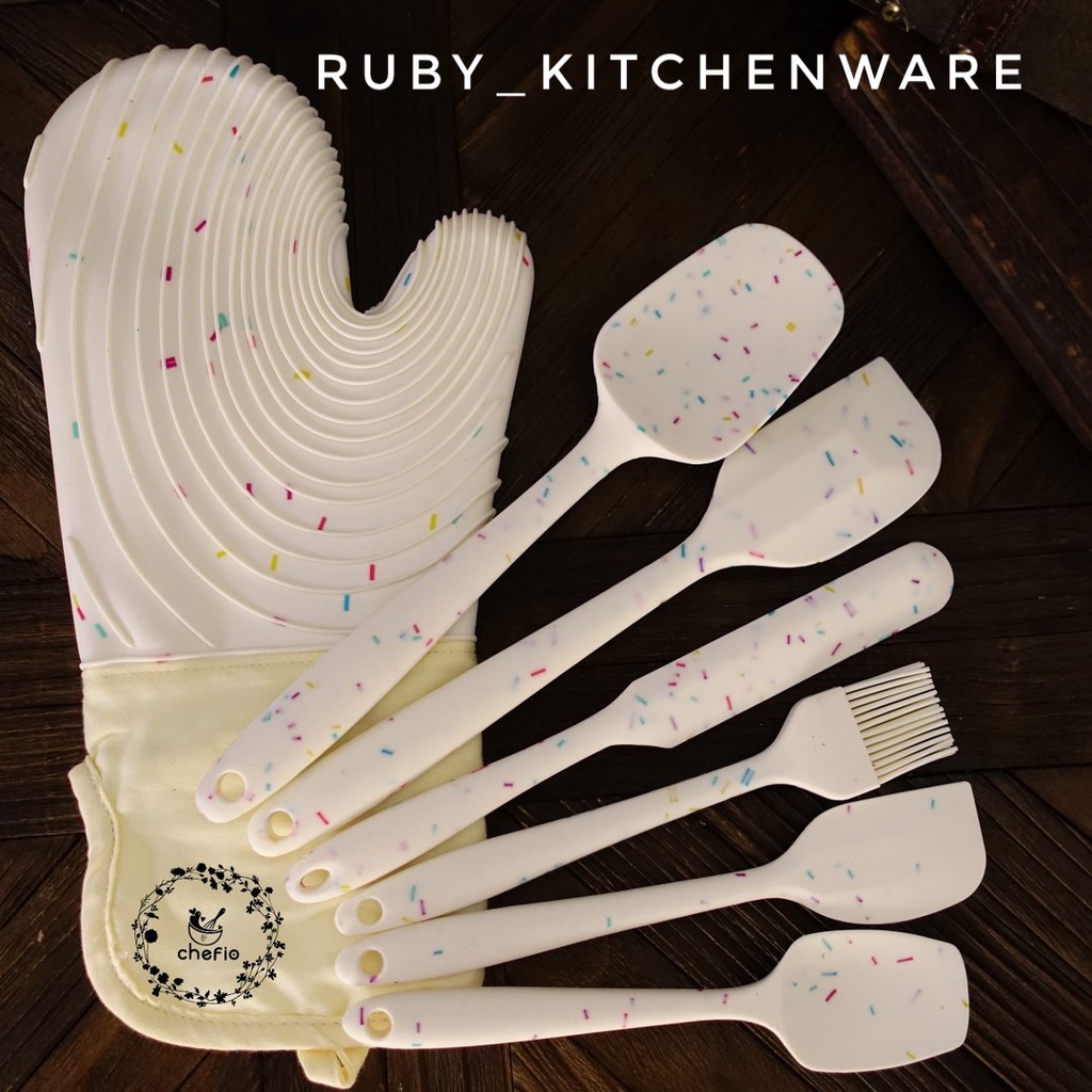 Chefio Spatula Set Silikon Baking Cooking Utensil Set Candy Color