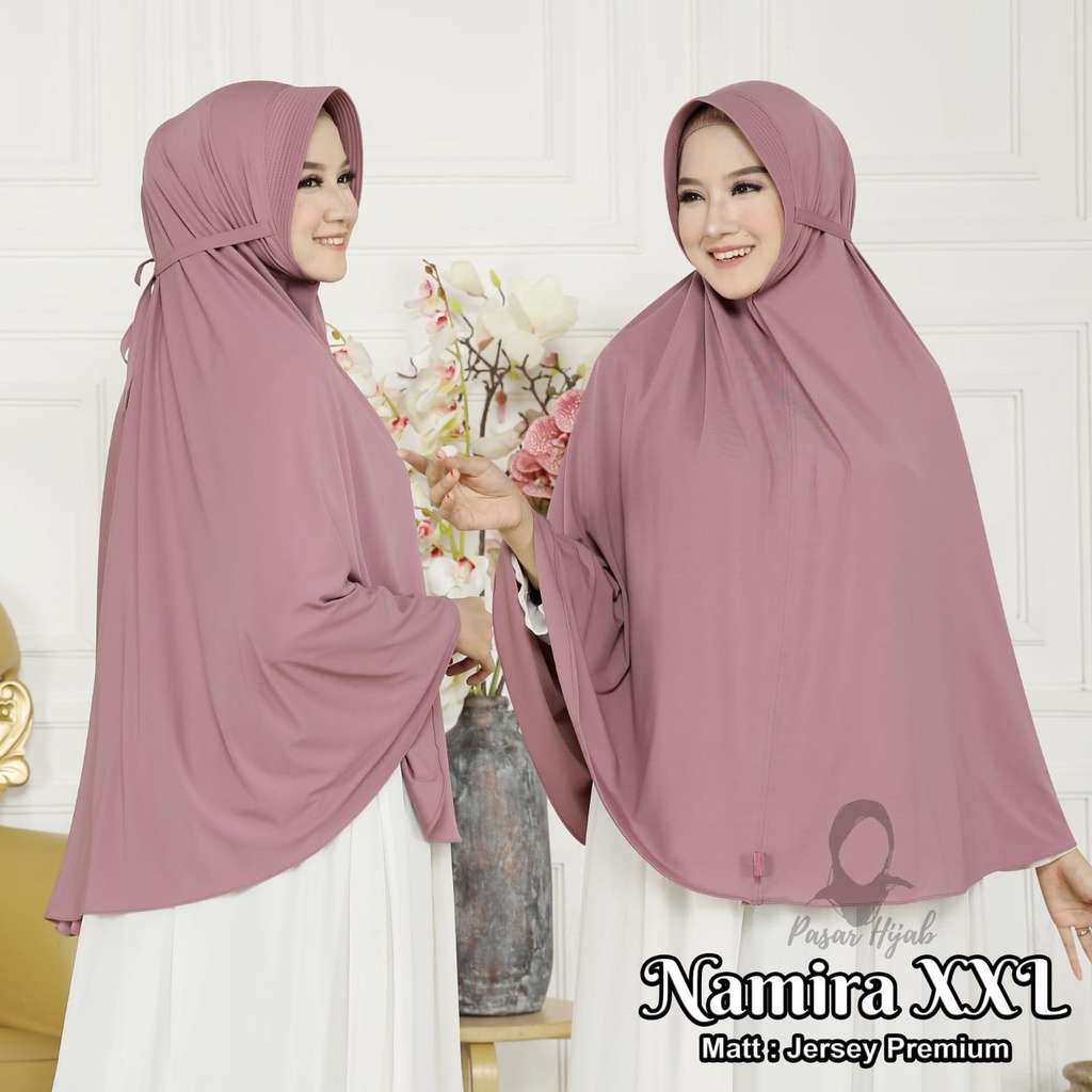 Hijab Instan Namira L,XL,XXL Kerudung Bergo Jersey Premium Jumbo Pasar Hija'b