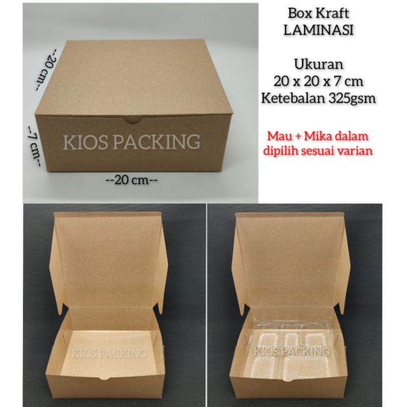 

Box Kraft Laminasi 20x20 | Kotak Nasi | Dus Kemasan Makanan 20 x 20 Coklat