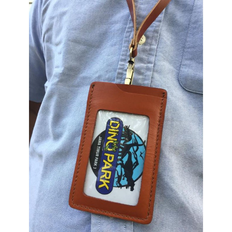 Name Tag Kalung/ID Card Full Kulit Sapi Asli