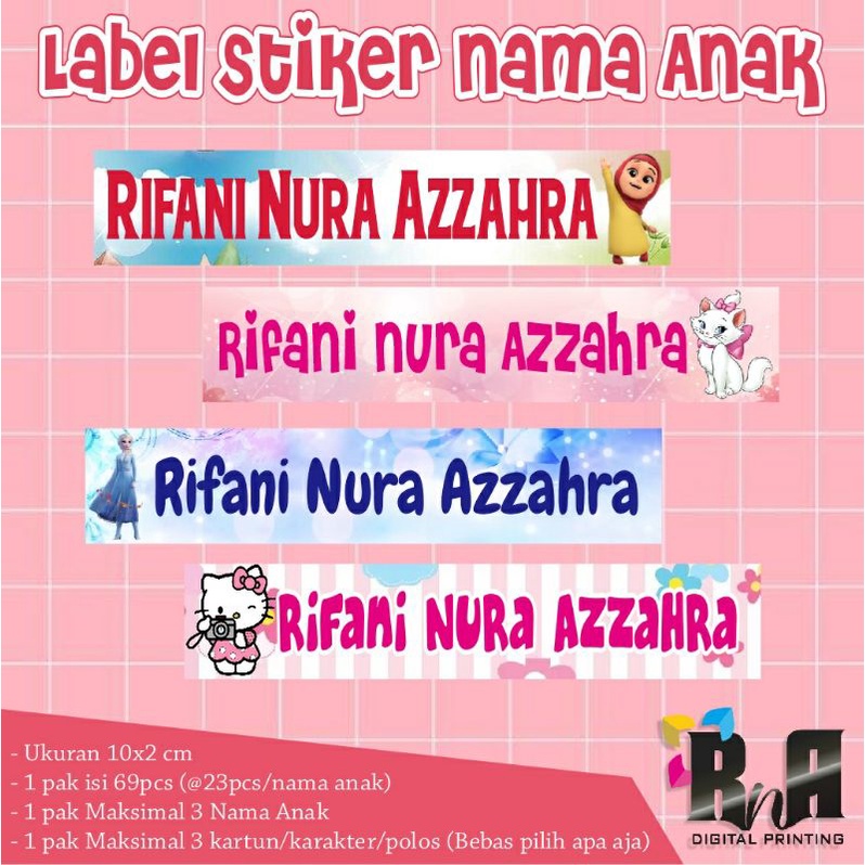 

Label Stiker Nama Anak 10x2cm custom