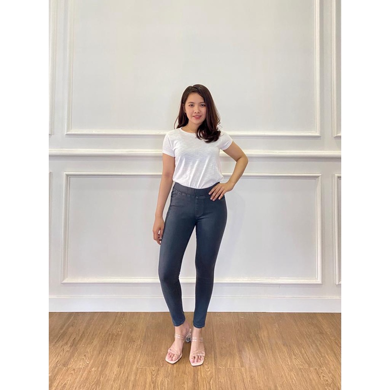 Celana Wanita Pinggang Karet Celana Wanita Jumbo Celana Legging Jeans Abu-abu Celana Leging Jeans Putih