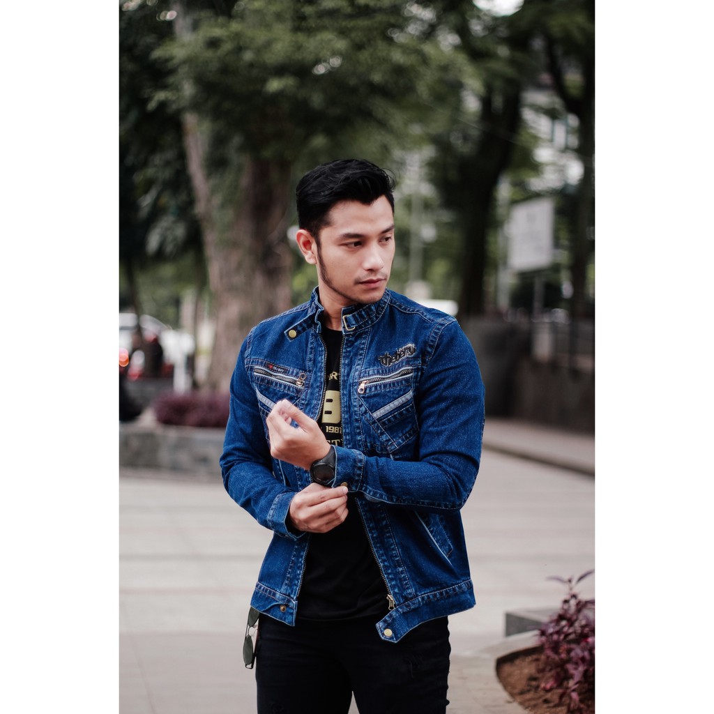 Jaket Jeans Pria The Berry Kerah