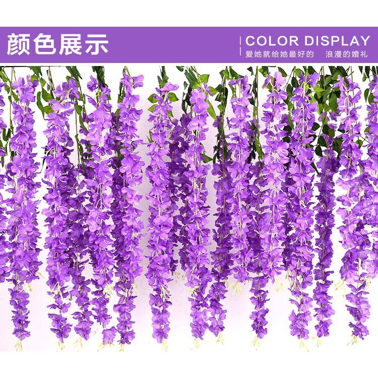 Wisteria Jumbo Daun Rambat Plastik Dekorasi Lamaran Bunga Artificial Wisteria Tanaman KB37