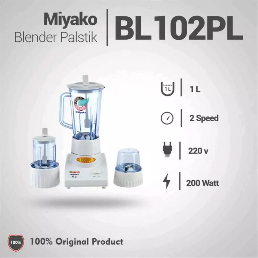 MIYAKO BL 102 PL Blender Plastik 3 IN 1 (1 Liter) / BL102PL / BL-102PL