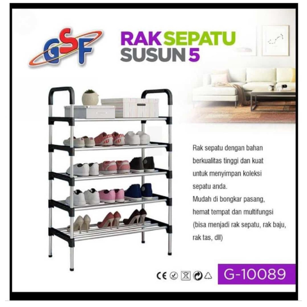 Rak sepatu 5 susun Merk GSF/ tempat sepatu 5 susun