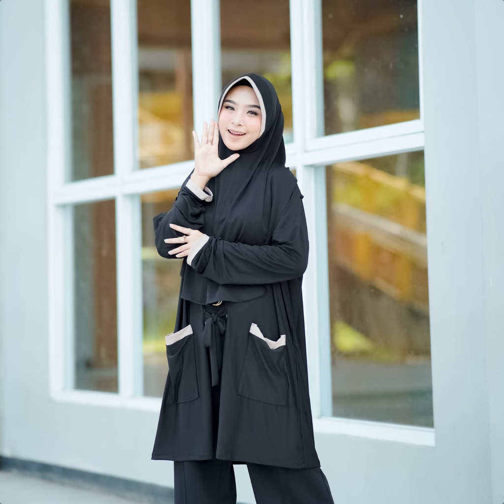 sansanhijab Hijab Syar’i Cleo Cardigan Ped – Cardigan Panjang dengan Desain Dinamis dan Elegan