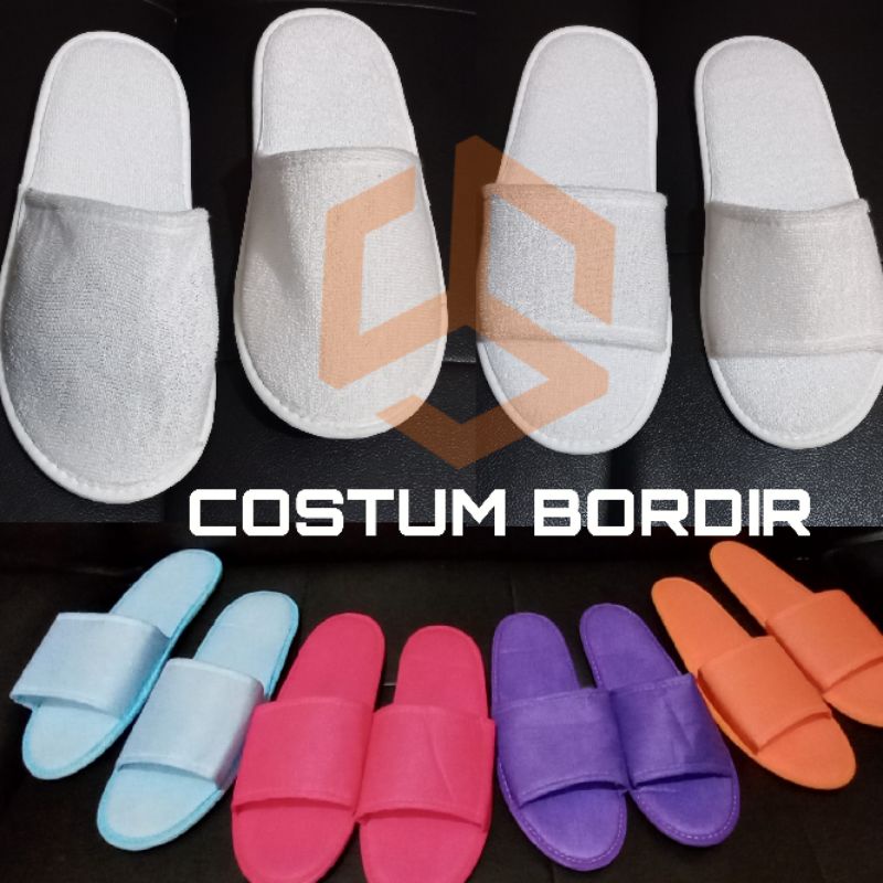 COSTUM BORDIR SANDAL #lantai  #hotel# minimal order 100 pasang klinik#sovenir#salon&amp;spa#kantor#dll