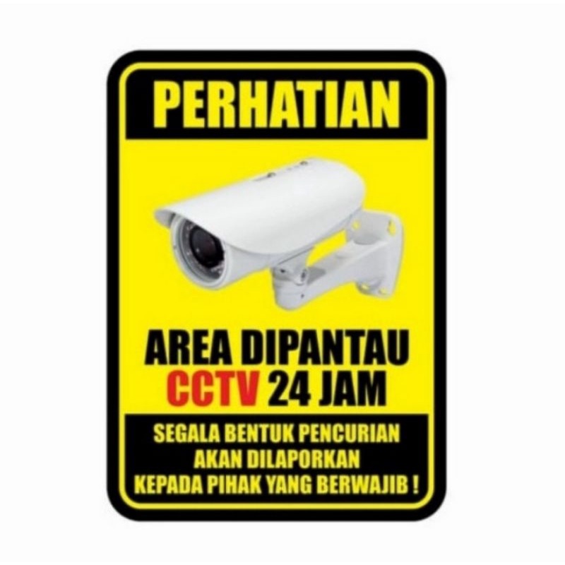 

stiker vinyl 10x15cm PERHATIAN AREA DIBANTU CCTV24JAM sign rambu k3