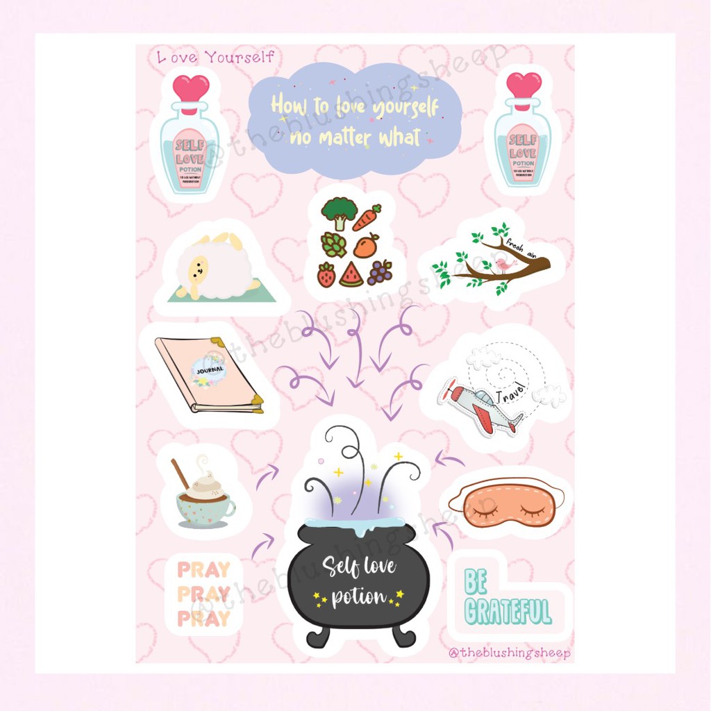 

THEBLUSHINGSHEEP love yourself sticker sheet - stiker valentine kiss cut