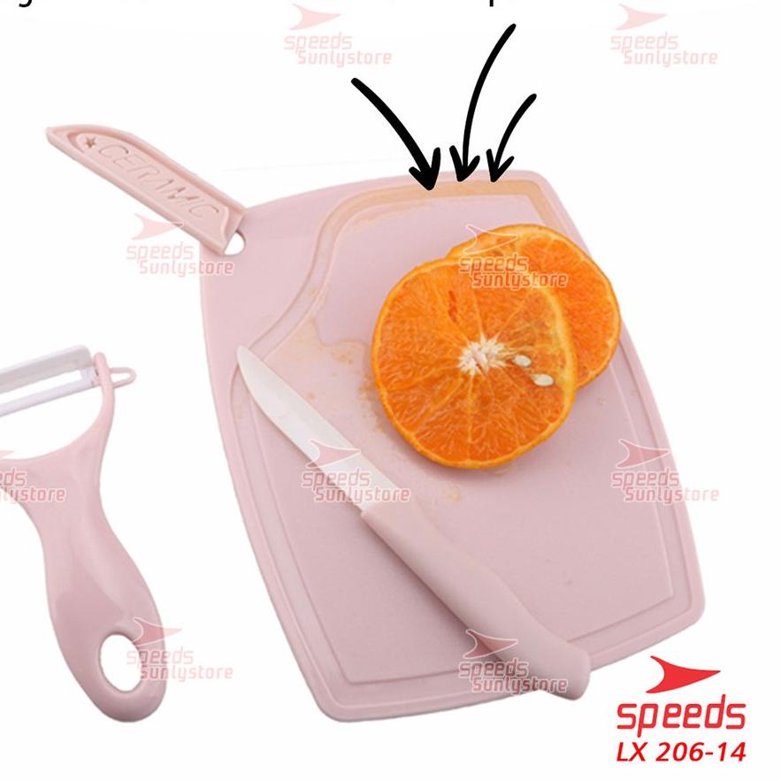 Original Pisau Satu Set Alat Dapur Dengan Telenan Pisau Keramik 3in1 + Peeler Pisau Set 3in1 SPEEDS