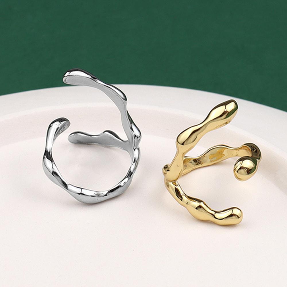 Mxbeauty Tekstur Cincin Wanita Tidak Teratur Geometris Kepribadian Jari Cincin