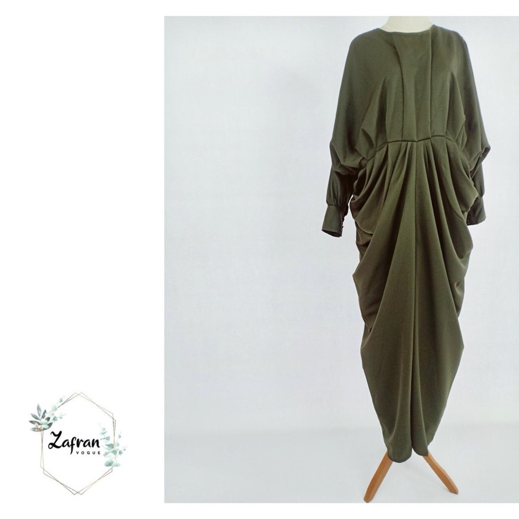 Gamis Massimo Hijau Dada Kerut