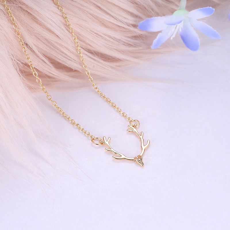 Koren Fashion Christmas Gold Little Antler Deer Head Elk Necklace jewelry for Women