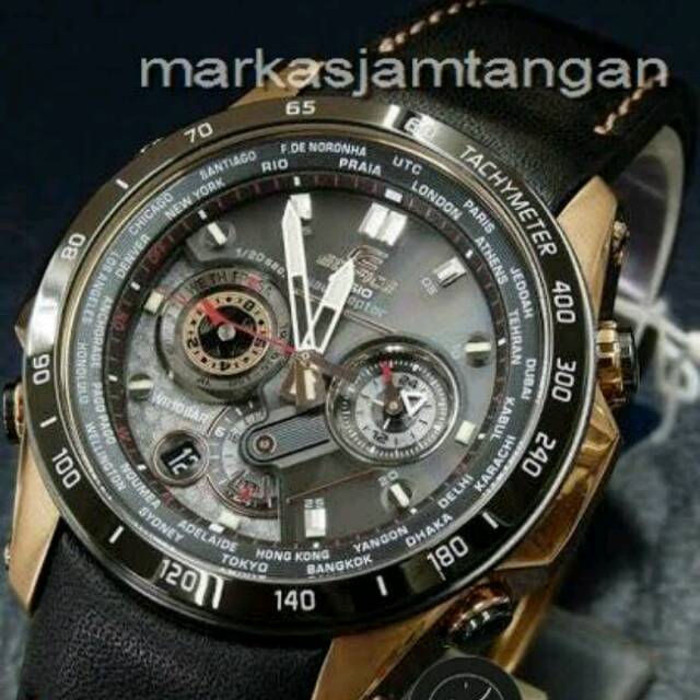 Jam tangan peria casio edifice EQW  M1000-cronografh leather