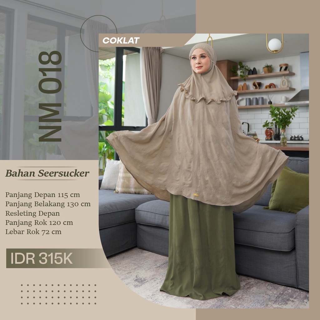 Nibras Mukena NM 018 Bahan Seersucker Mukena Dewasa Modern Model Terbaru Dengan Warna Soft