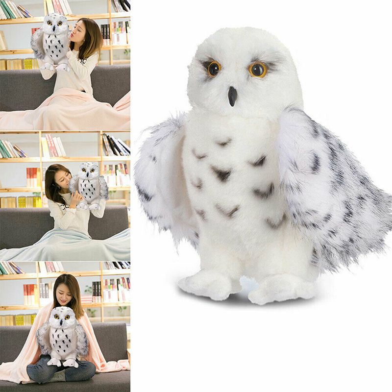 30cm Cute Wizard Snowy Owl Plush Toy Soft Stuffed Vivid Realistic Animal Xmas Gift