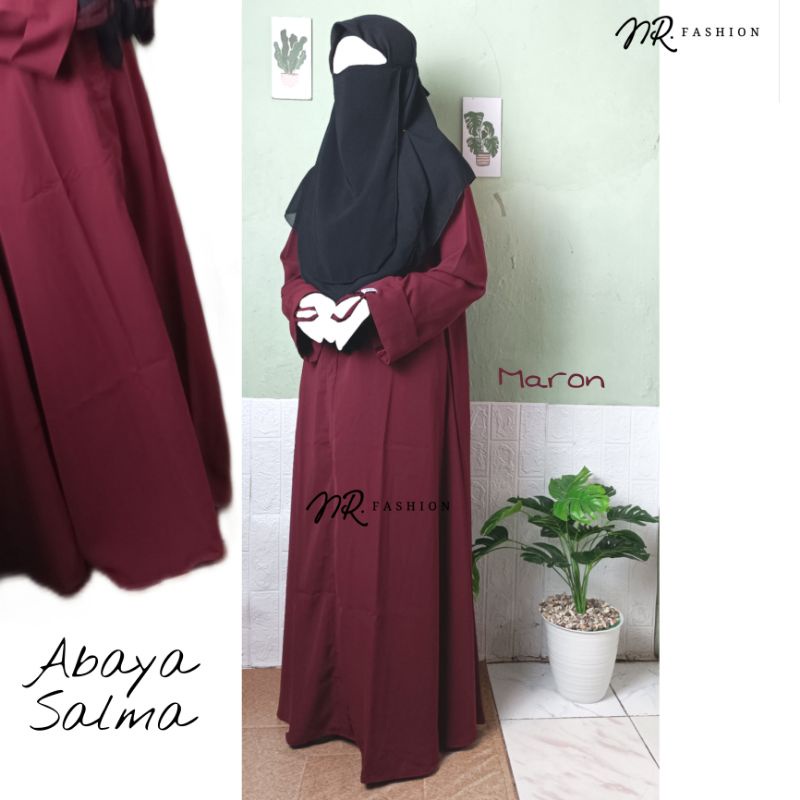 Abaya Salma Gamis Syari Muslimah Original Woolpeach Luxury Dress Exclusive-Maroon