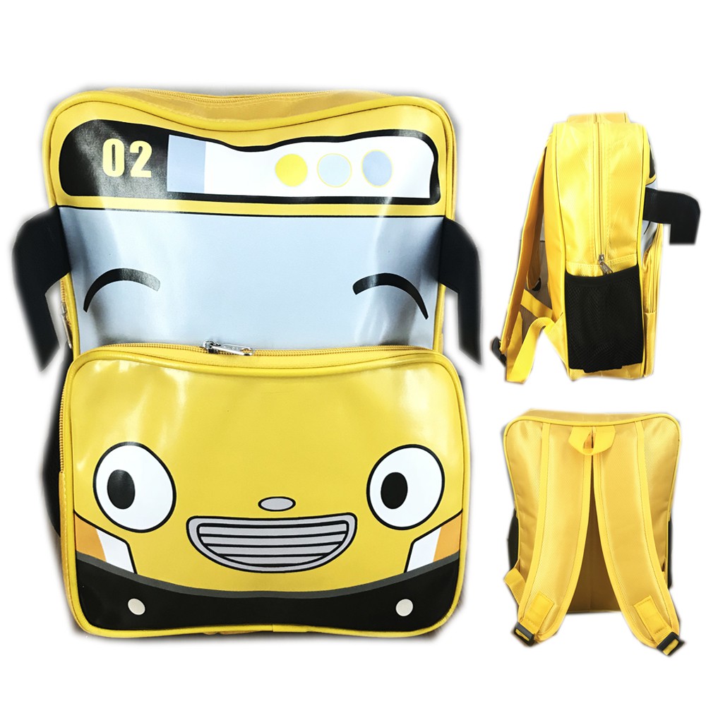 Tas Ransel Sekolah Anak TK Ta yo 3D Bentuk Kepala Bus Timbul ( Kuning )